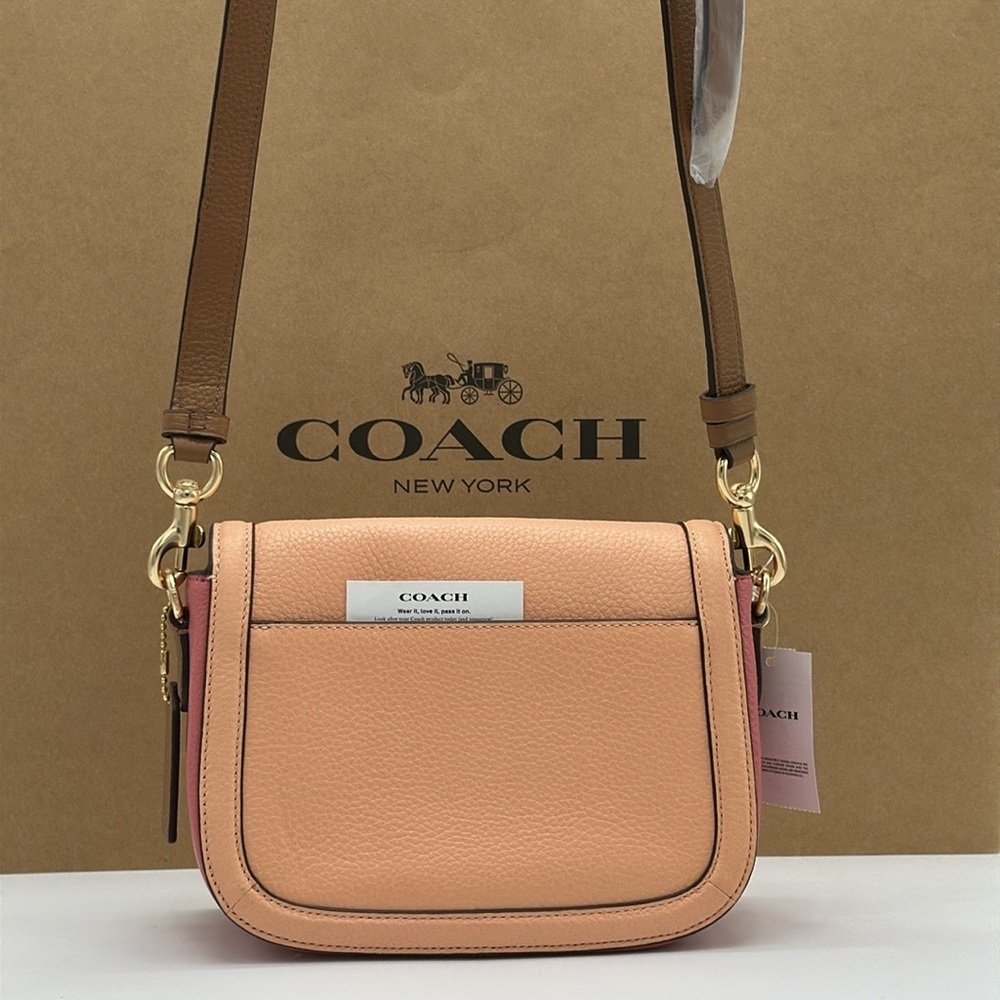 Coach C9130 Saddle Bag Horse & Carriage Colorblock Leather Faded Blush Pink NWT - Picture 11 of 16